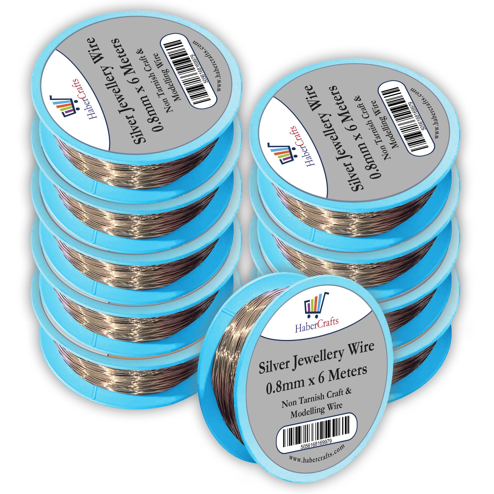 Habercrafts Silver - 0.8Mm 0.8Mm Silver Jewellery Wire Tarnish Proof Brass Bendable Metal Wire For Jewellery Making Sculpting Modelling Crafts Wire Weaving & Wrapping (0.8Mm - Silver - 20 Gauge - 10 Spools - 60 Meters)