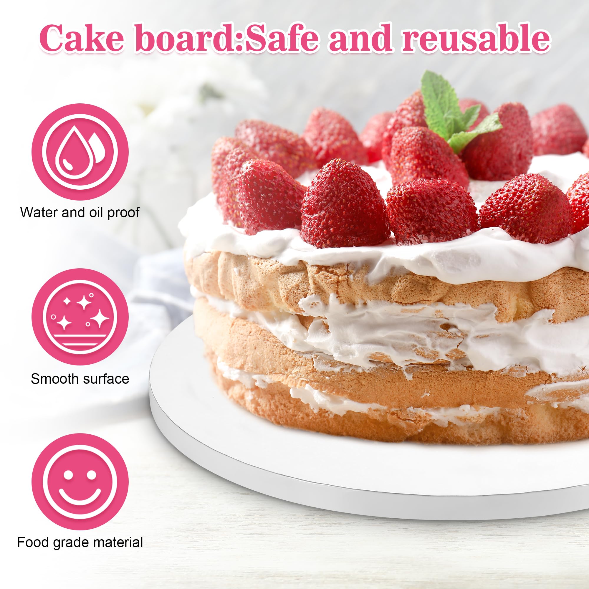 Zocipro 5 Pezzi Cake Drum, Sottotorta Tondo 30 cm, Vassoio Torta Rotondo 30 cm x 12 mm, Piatto Torta Rotondo Riutilizzabile in Cartone per Torte, Sottotorta per Torte da 8-11 Pollici e Dolci (Bianco)