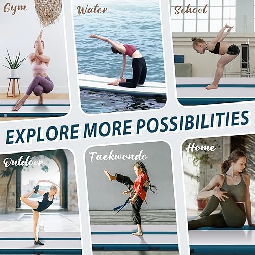 Miniatura 28 de Tuxedo Sailor Inflatable Gymnastics Mat with Electric Pump, Storage Bag, Repair Kit–Air Mat for Home Training, Cheerleading, Yoga Amarillo