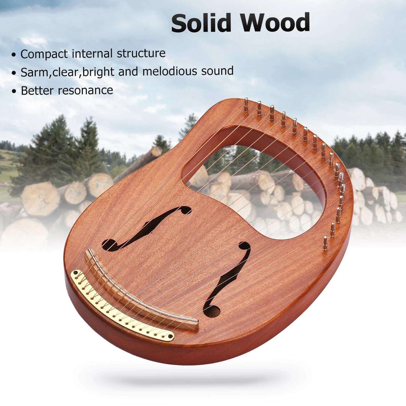 harfe instrument 16-saitige Lyra-Harfe Aus Holz Metallsaiten Saiteninstrument Aus Massivholz Mit Tragetasche Stimmschlüssel