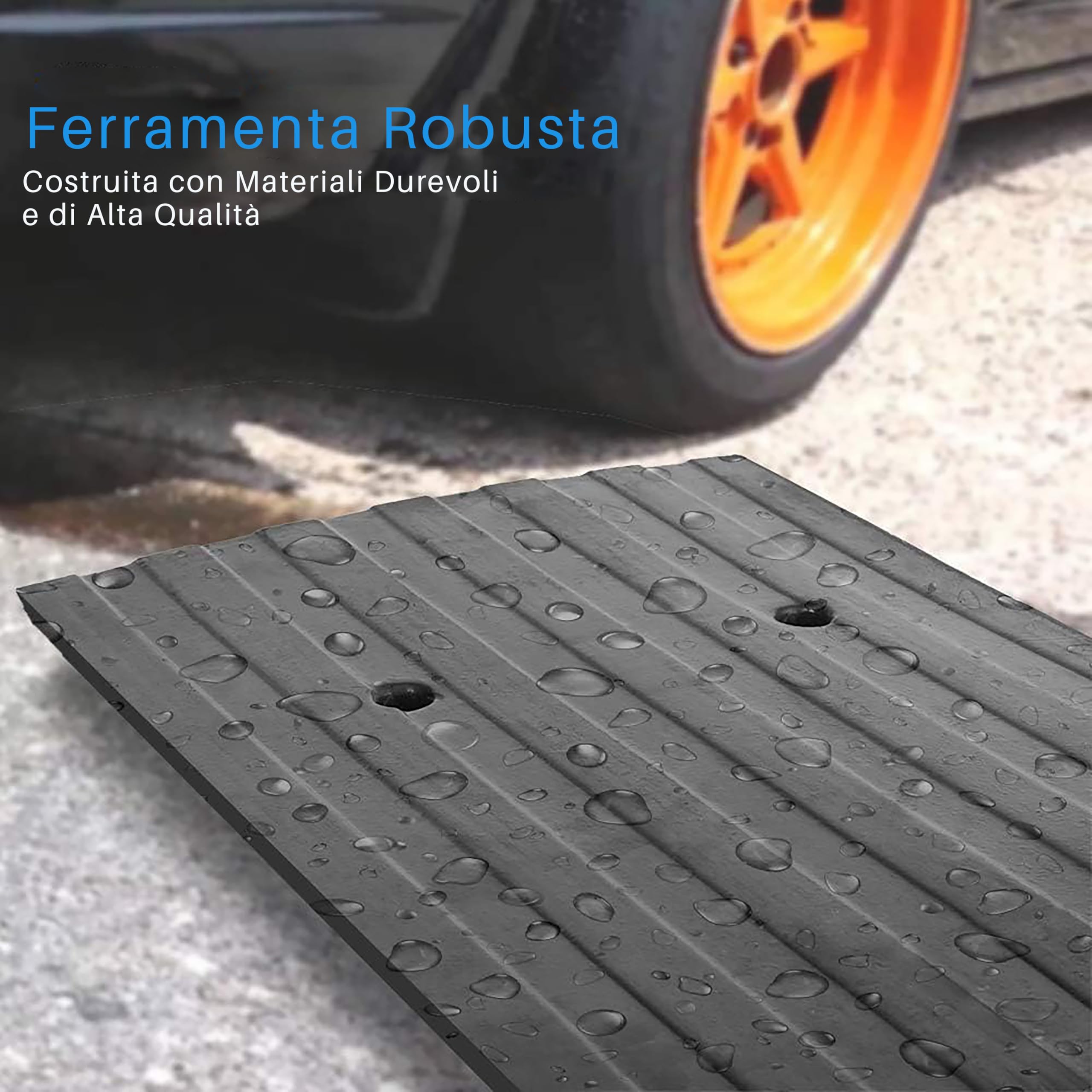 Pyle Rampa per Marciapiede, Soglia in Gomma Resistente per Garage, Carico, Scooter, Moto, Motorino, Camion, Bici