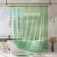 Vista 1 de AmazerBath Heavy Duty Shower Curtain and Liner 2-in-1, 100% EVA Luxury Soft Clear Mint Green Shower Curtain Liner, 72x72 Plastic Weighted Shower