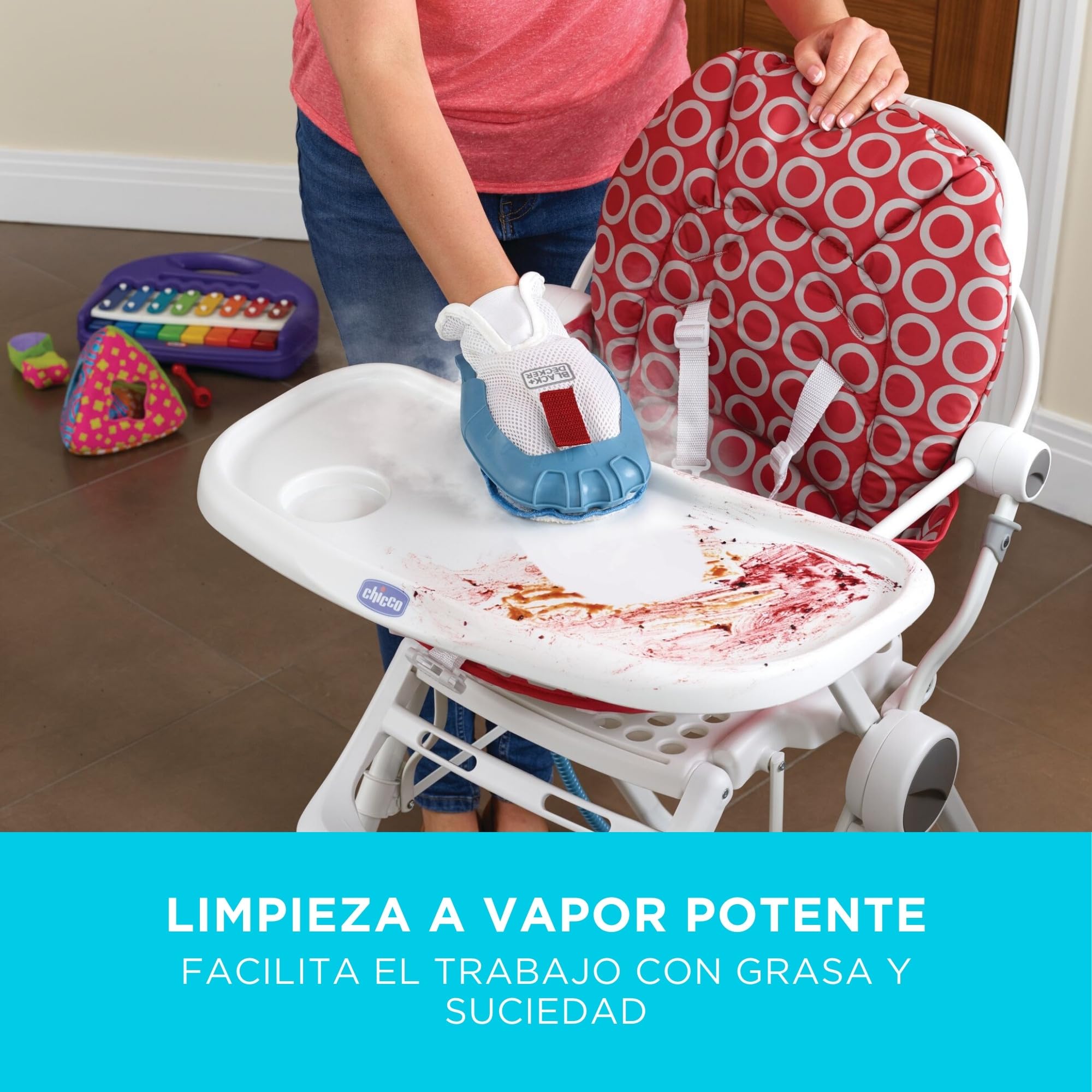 BLACK+DECKER Fregona de vapor 2 en 1 con guante limpiador de mano SteaMitt y 11 accesorios, BHSM166DSM-QS