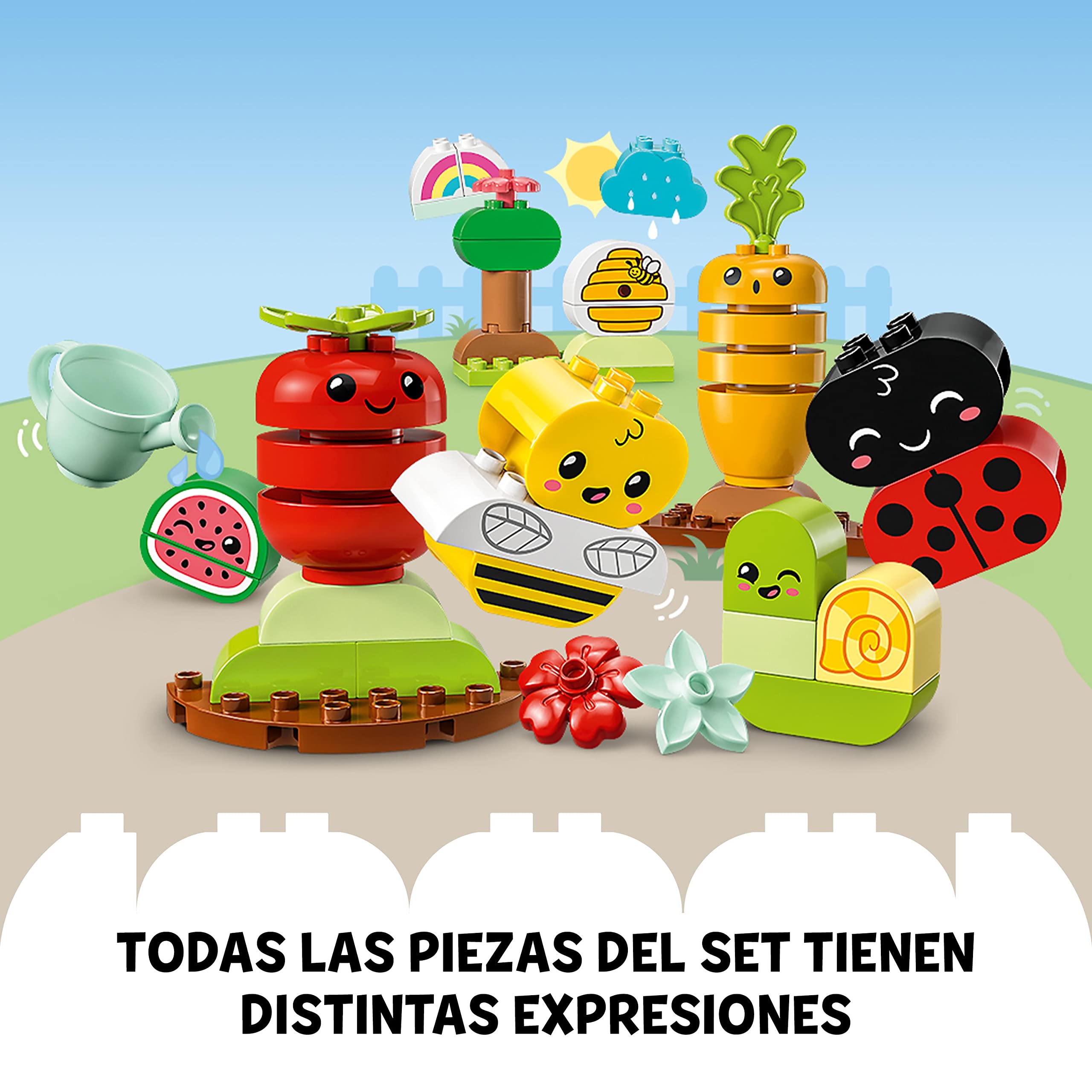 LEGO 10984 Duplo Huerto Orgánico con Caja de Almacenamiento, Juguetes para Bebés y Niños de 1 Año y Medio con Piezas de Fruta y Verdura, Juego Educativo, Regalo de Cumpleaños Infantil