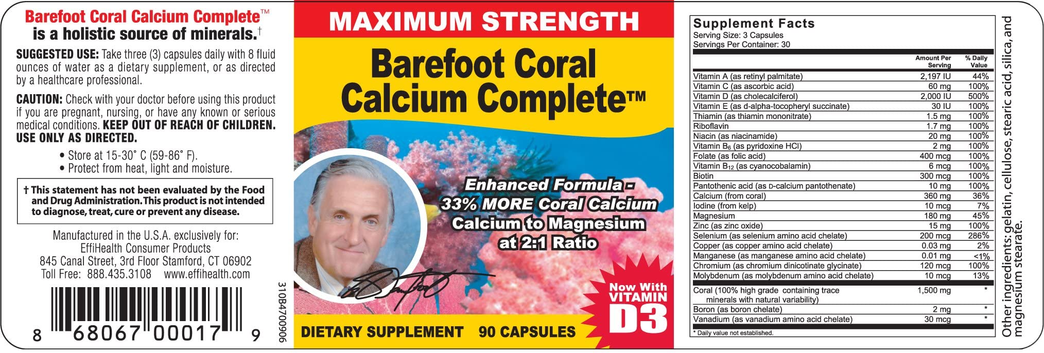 Barefoot Coral Calcium Complete 1500mg, 90 Capsules Coral Calcium