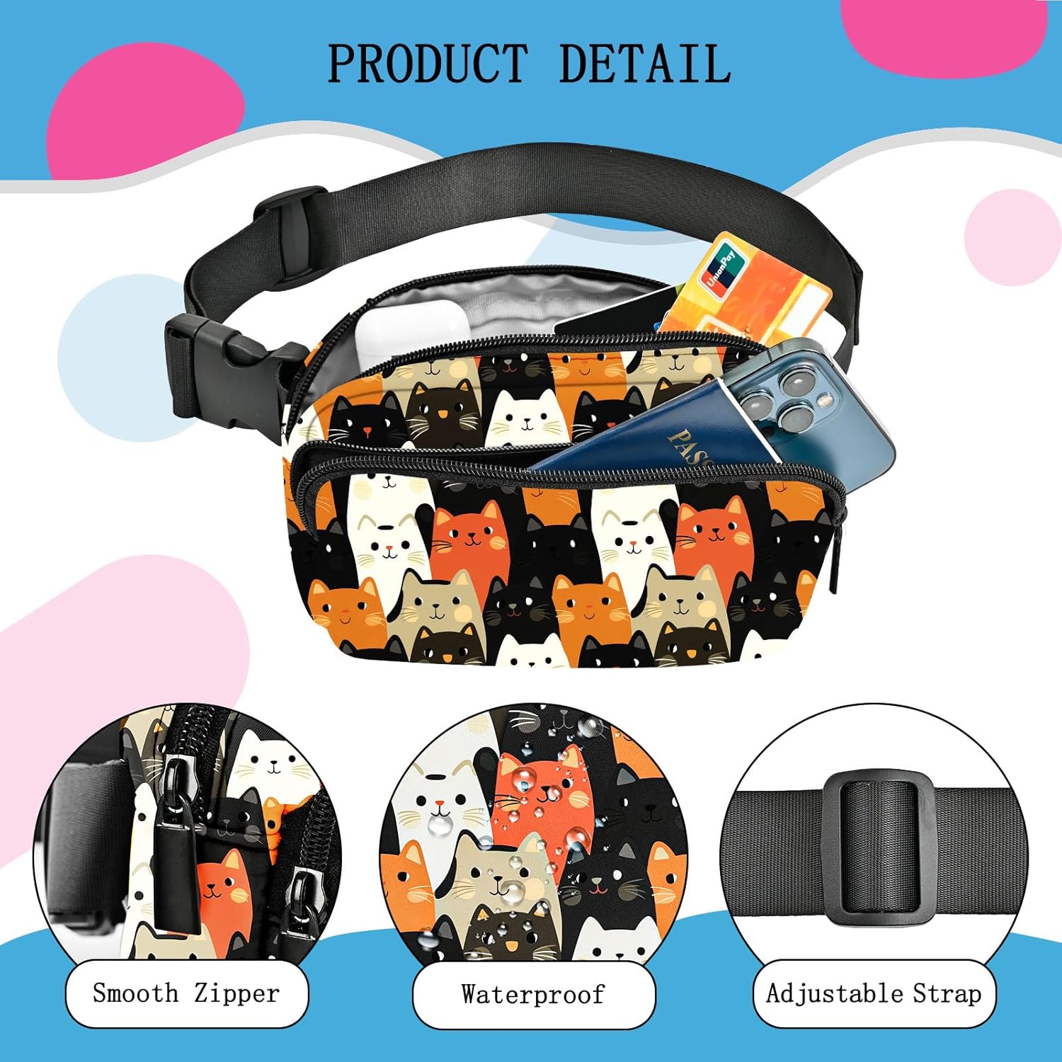 Cat Fanny Pack for Women Casual Belt Bag Fashion Waist Pack with Adjustable Strap Traveling - Image 4