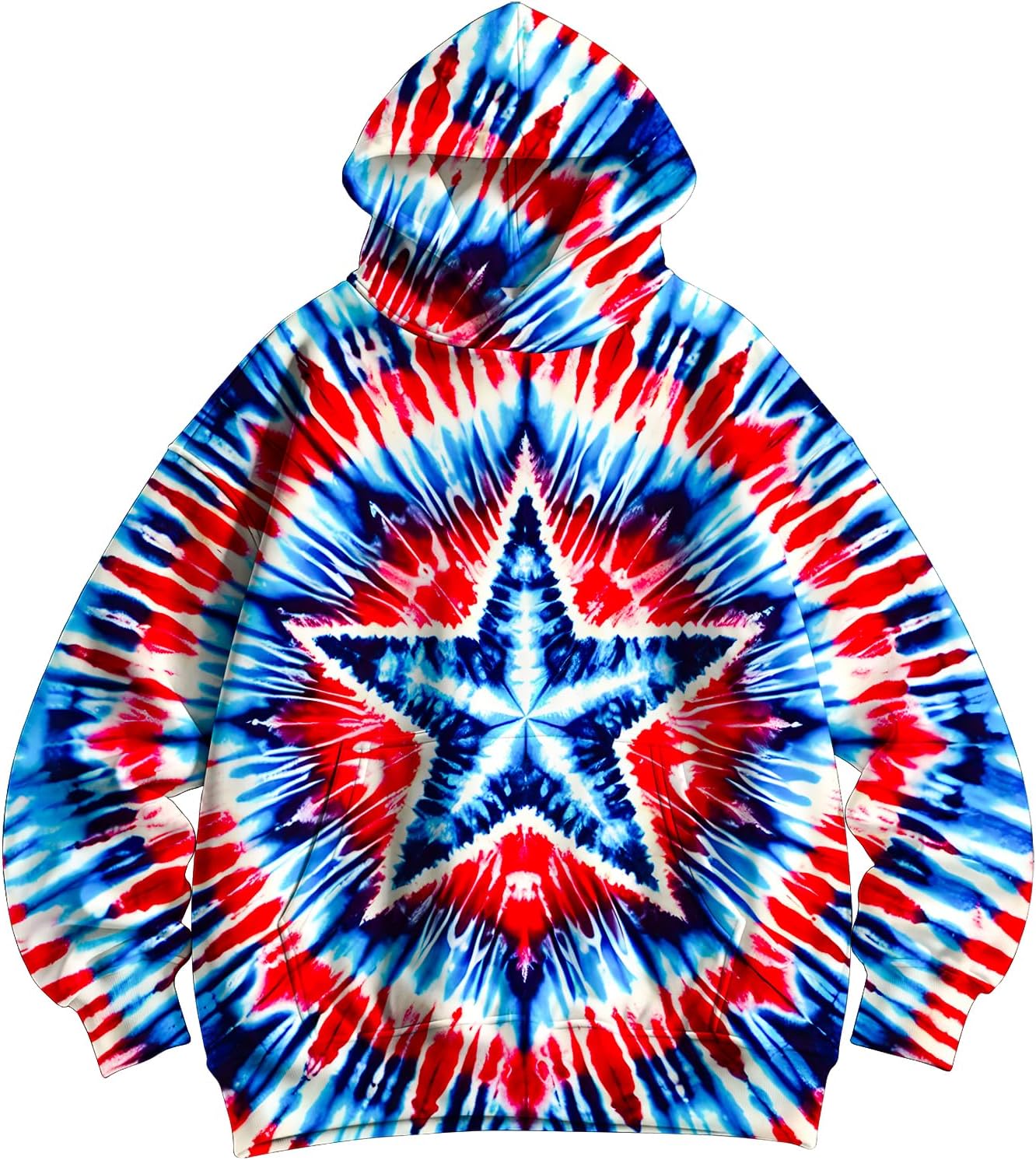 Kids Tie Dye Hoodie Long Sleeve Hooded Pullover Sweatshirt with Kangaroo Pocket for Boys Girls