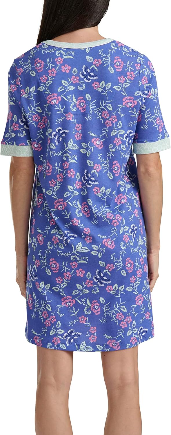 Karen Neuburger Women's Henley Elbow Length Sleeve Sleepshirt
