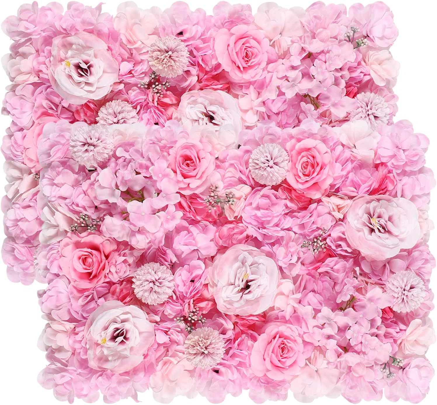 Cekene Artificial Flower Wall Panels 2 Pack 16”x24” Romantic Hydrangea