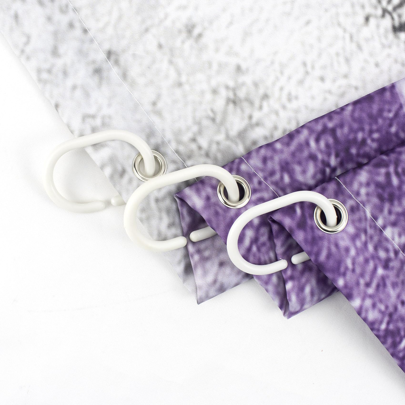 MEUNEAR Farmhouse Purple Floral Shower Curtain - 72x72 Inches With Hooks, Grey & White Bathroom Decor - View #9