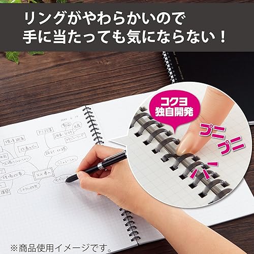 Miniatura 2 de Kokuyo Cuaderno de gráficos en espiral, 7.2 x 5 pulgadas, cuaderno de negocios B6 de anillo suave con cuadrícula de 0.197 in, 70 hojas perforadas,