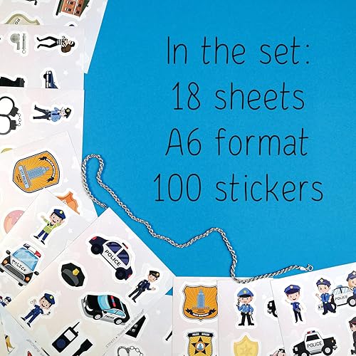 Miniatura 2 de 100 calcomanías con diseños inspirados en la policía, juguetes de policía, calcomanías para laptops y automóviles, decoraciones fiesta y recuerdos