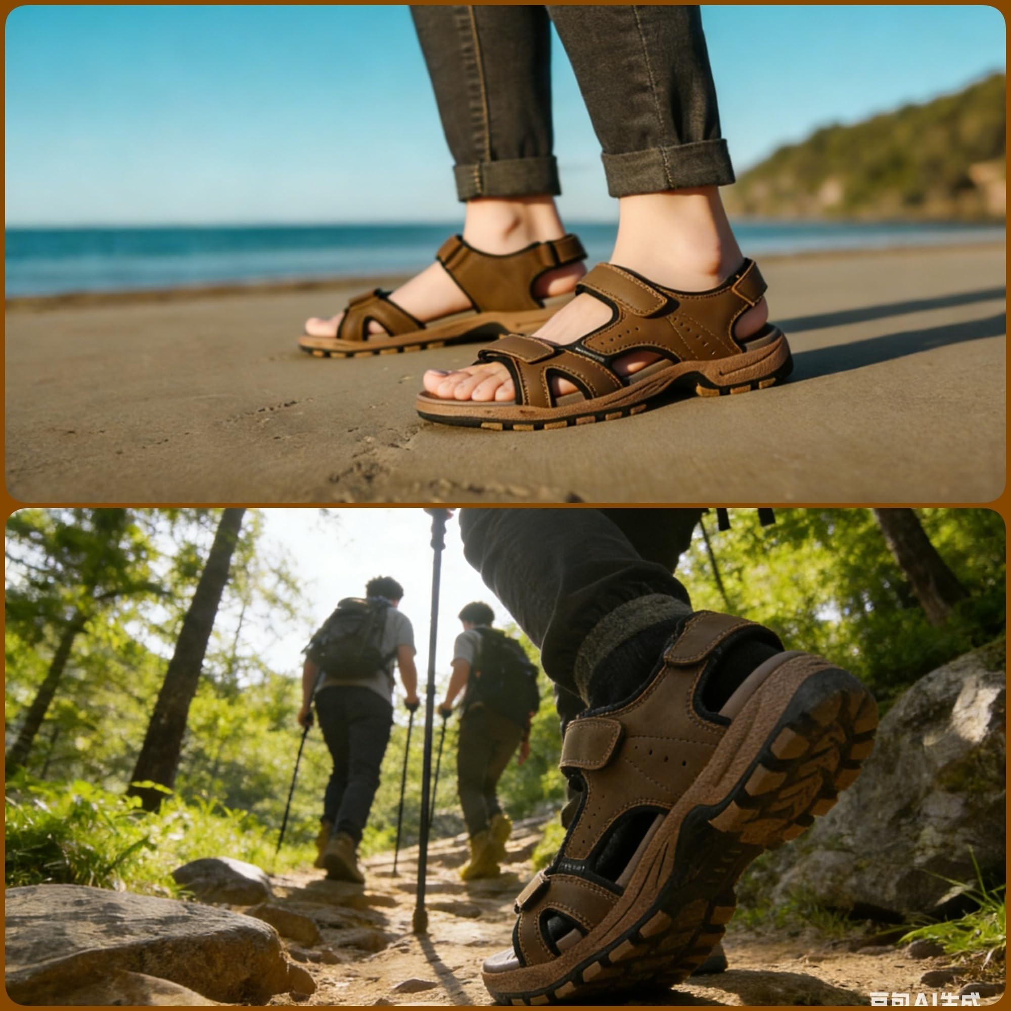 ARRIGO BELLO Sandales Homme Été Randonnée Sport Sandals Sangles à Boucle Réglables Open-Toe Plage Chaussures pour Outdoor Taille 41-46