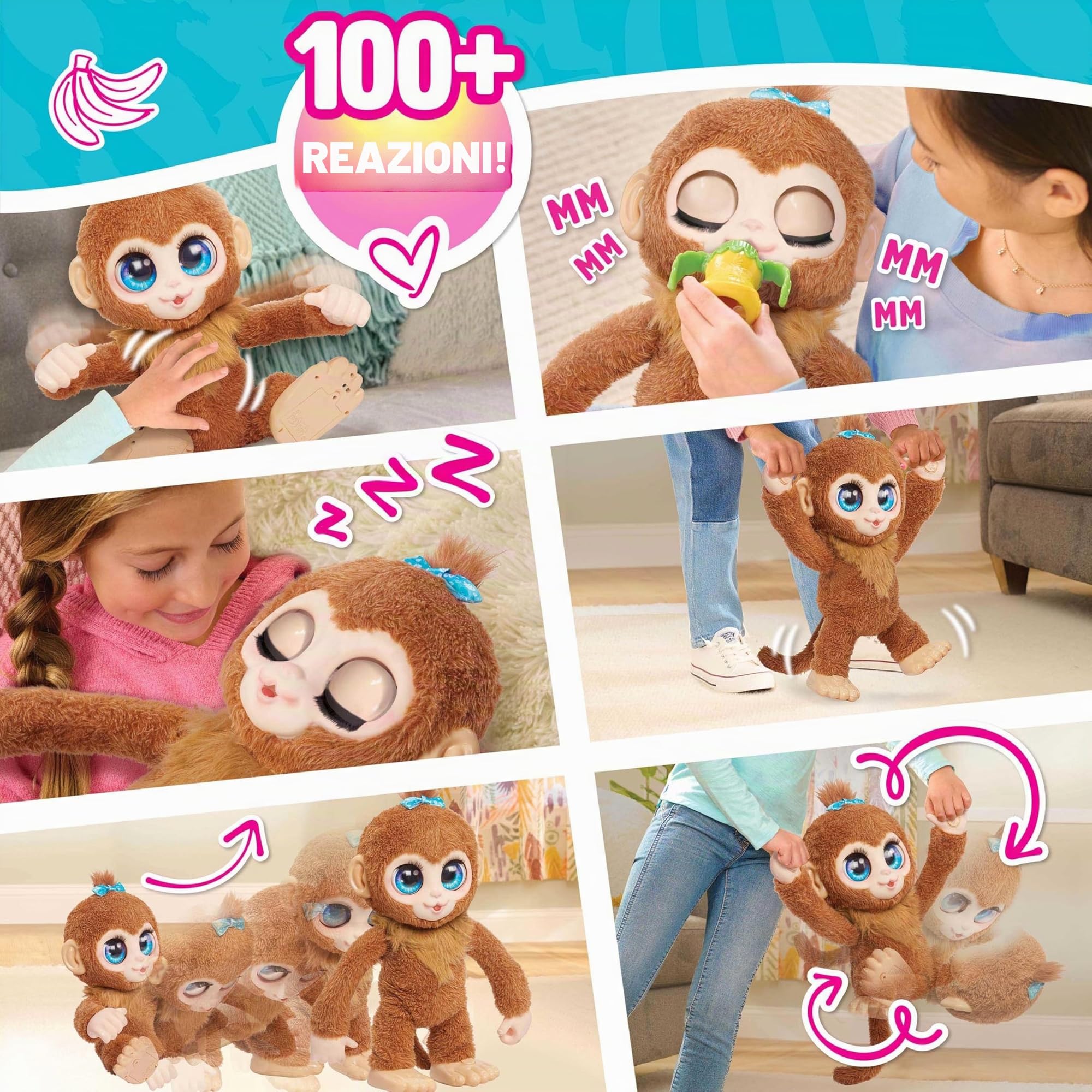 Just Play Peluche interattivo FurReal Peanut the Playful Monkey, scimmia peluche con suoni da 38 cm, giocattoli per bambini dai 4 anni