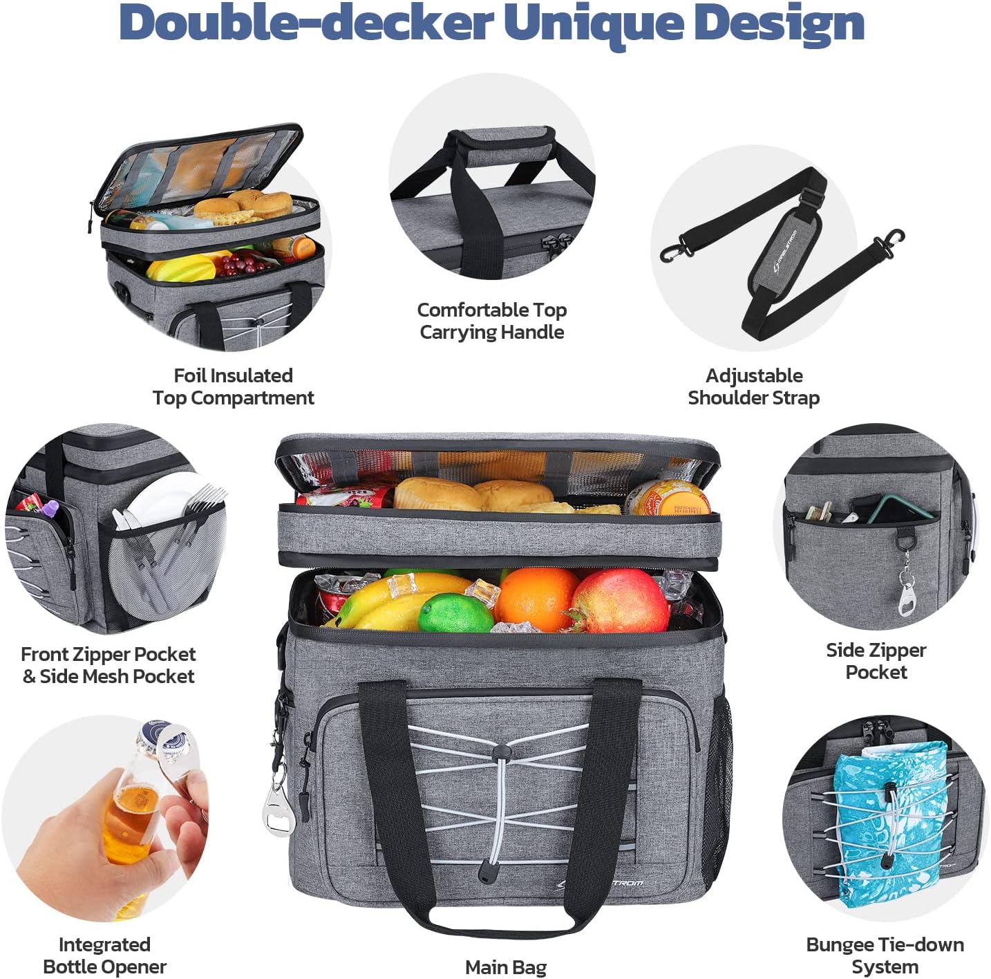 Maelstrom Portable Collapsible Soft Cooler Bag – 24/30/60 Cans Double-Deck Leakproof Ice Chest for Beach, Camping & Grocery - Image 2