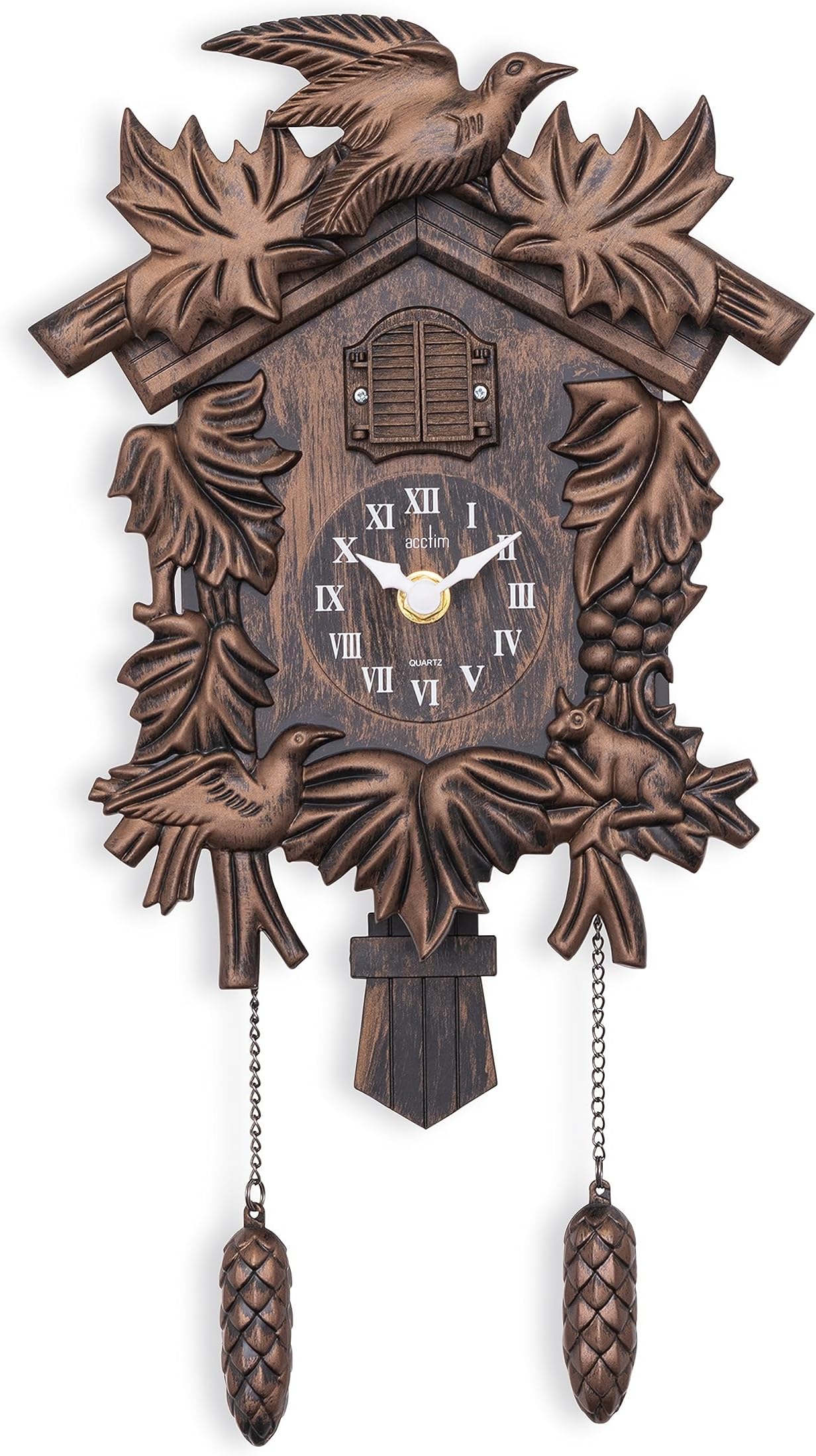 Acctim Hamburg Cuckoo Pendulum Wall Clock, Black Brown