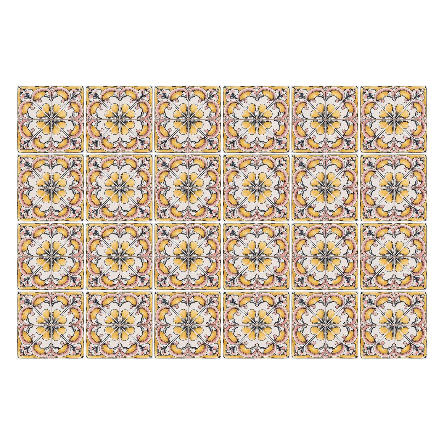 Azulejo autoadhesivo – vinilo de PVC – decoración hogar – 20x20 cm – 24 piezas – pared y suelo - Adornos florales en malla