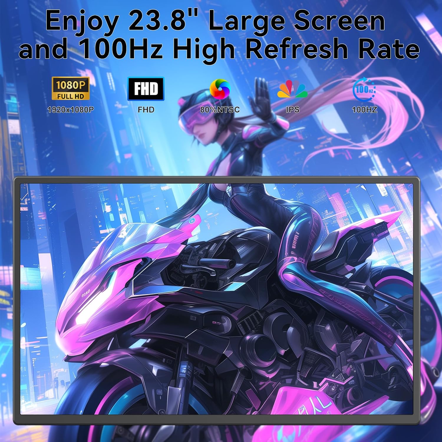 Portable Monitor, 24 inch 1080P FHD 100Hz Laptop Screen Extender, Large Gaming Monitor IPS Display for Laptop, Desktop, MacBook, PS4/5 with Kickstand VESA Compatible