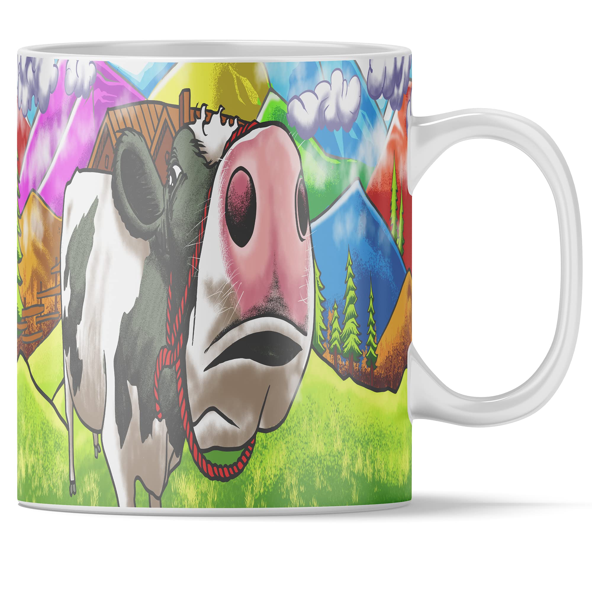 Bauernhoftier-Tassen-Set mit 4 x 11 Unzen - Hund, Pferd, Kuh und Schaf - Hochwertige Keramiktassen mit Tiermotiven | Kaffeetasse Teetasse Geschenkidee Geschenk | Tasse (4 x 11oz set Becher-Set)