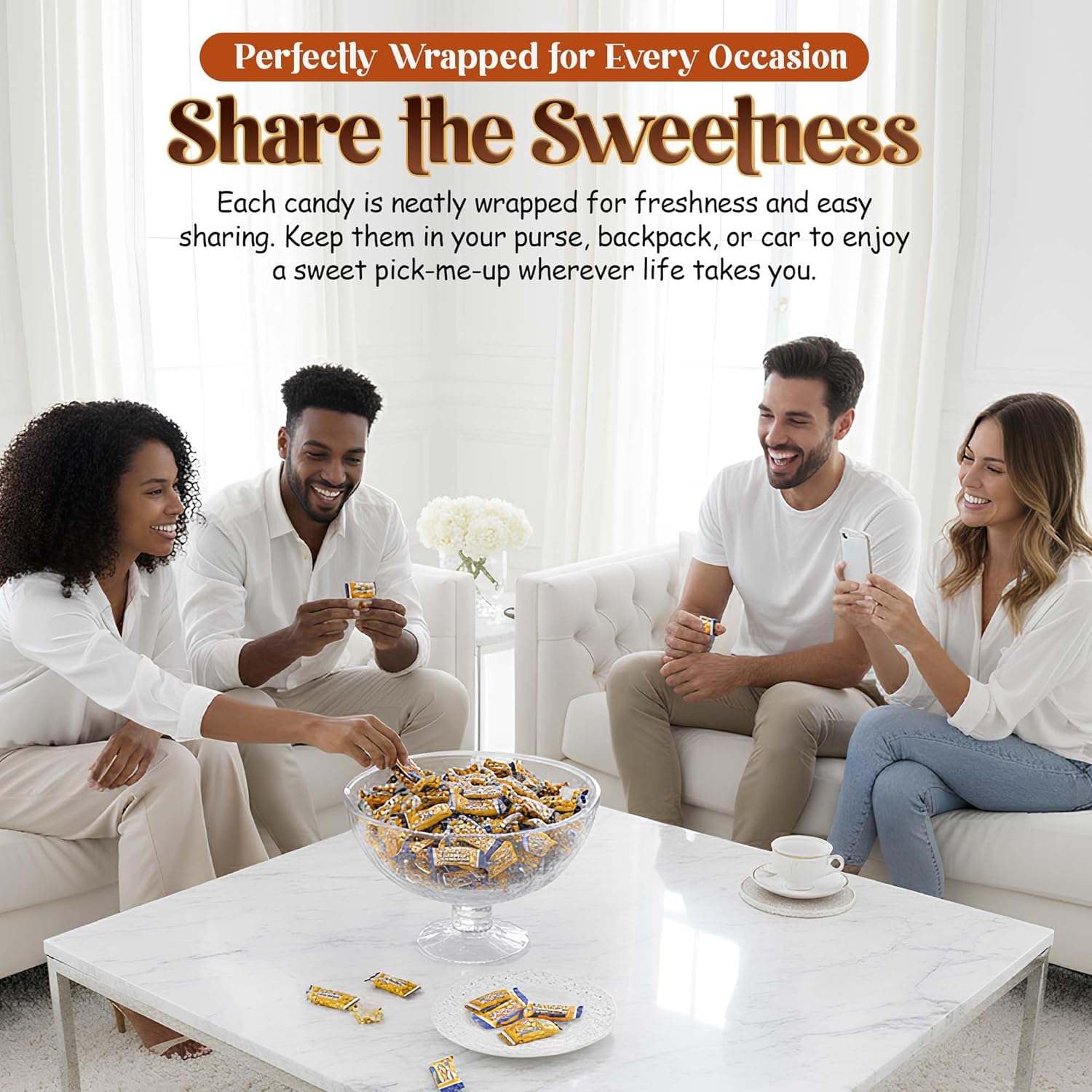 Werthers Original Hard Candy - 1lb Variety Pack of Individually Wrapped Sugar-Free Chocolate, Coffee & Caramel Candy, Guilt-free Zero Sugar Snacks Perfect for Candy Dish & Holiday Gift Bag