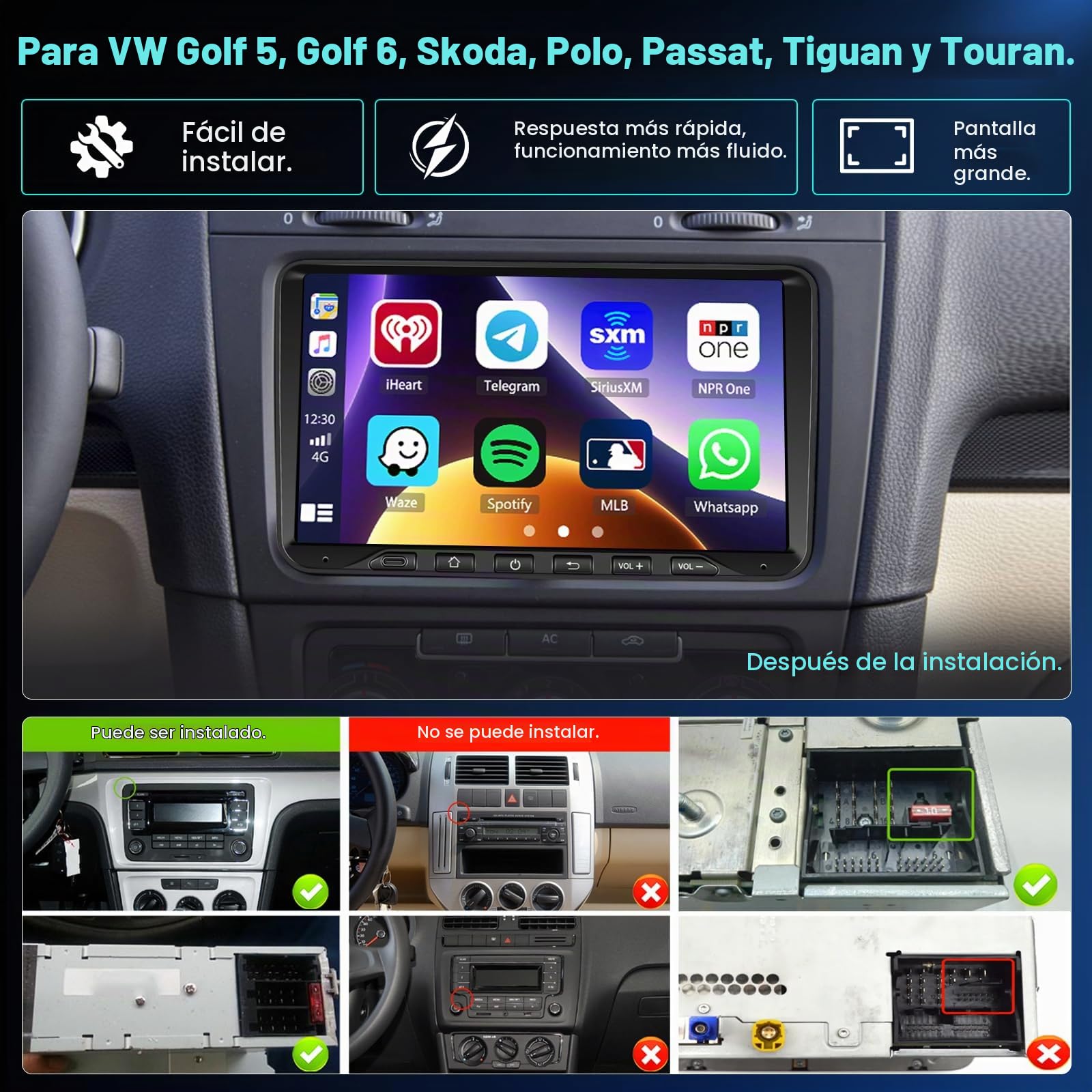 4+64G 9" Radio para VW Golf 5 Golf 6 Polo Skoda Passat Tiguan Touran