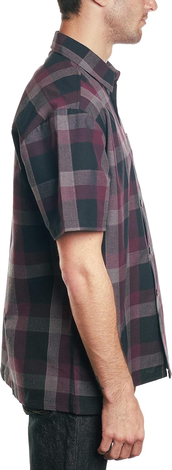 YAGO Men's Casual Checkered Relaxed Fit Button Up Short Sleeve Work Shirt - Image 3