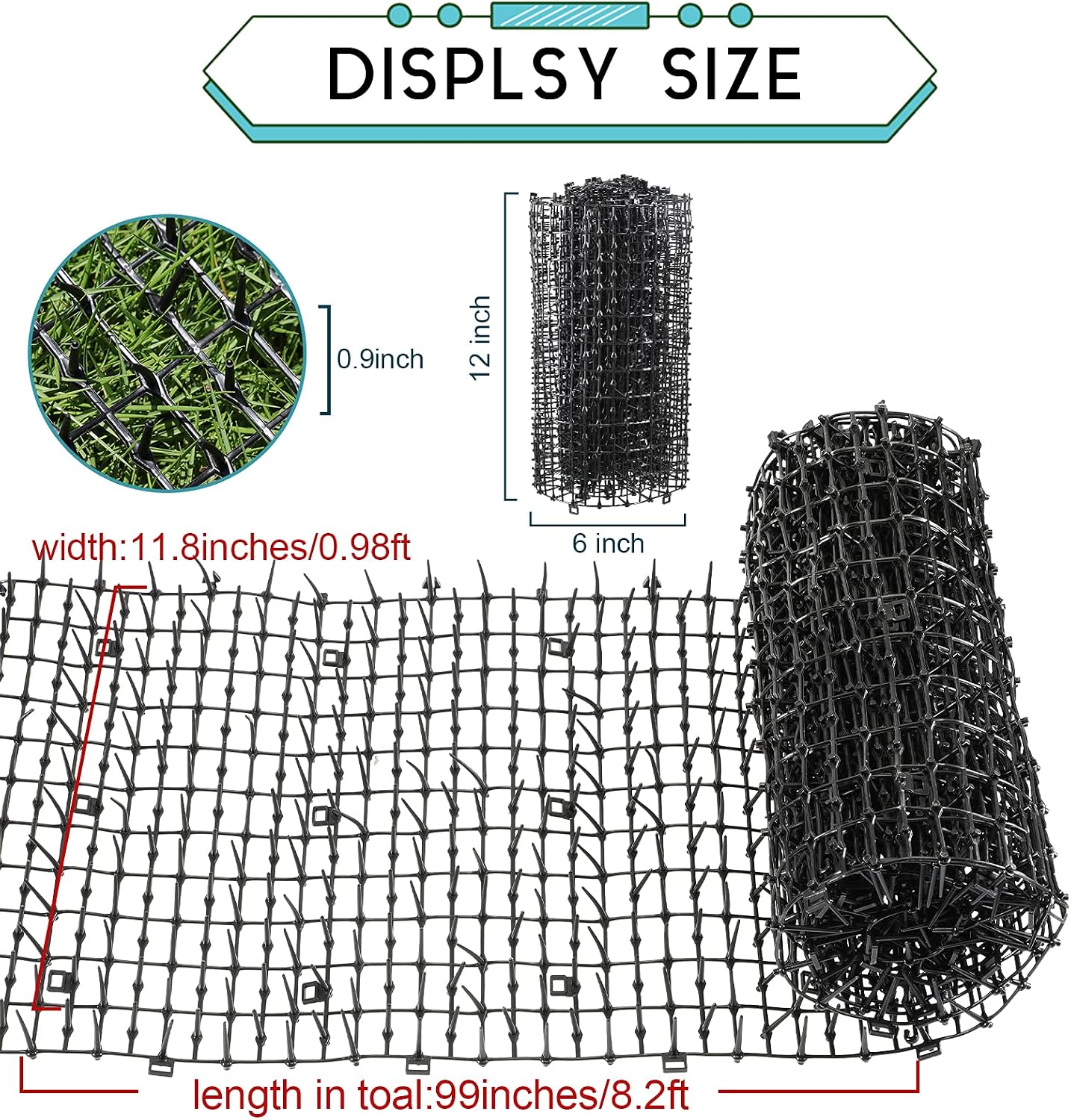 Mat with Spikes Prickle Strips for Cats Dogs Spiked Mat Network Digging Stopper for Garden Fence Outdoor Indoor Keep Pet Dog Cat Off Couch Furniture(Black - Image 4