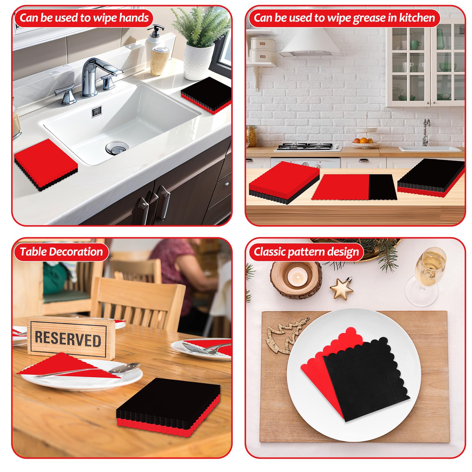Paquete de 120 servilletas de cóctel de 3 capas con borde festoneado plegadas de 6.3 x 6.3 pulgadas, servilletas desechables para bodas, cumpleaños, baby shower, fiesta, cena, aniversario nupcial