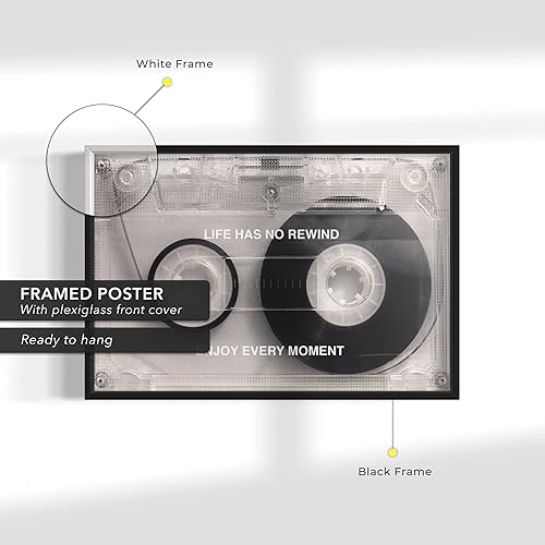 Vista 8 de Canvastoria Life Has No Rewind - Lienzo decorativo para pared, decoración de citas motivacionales, impresión de póster de música retro, arte