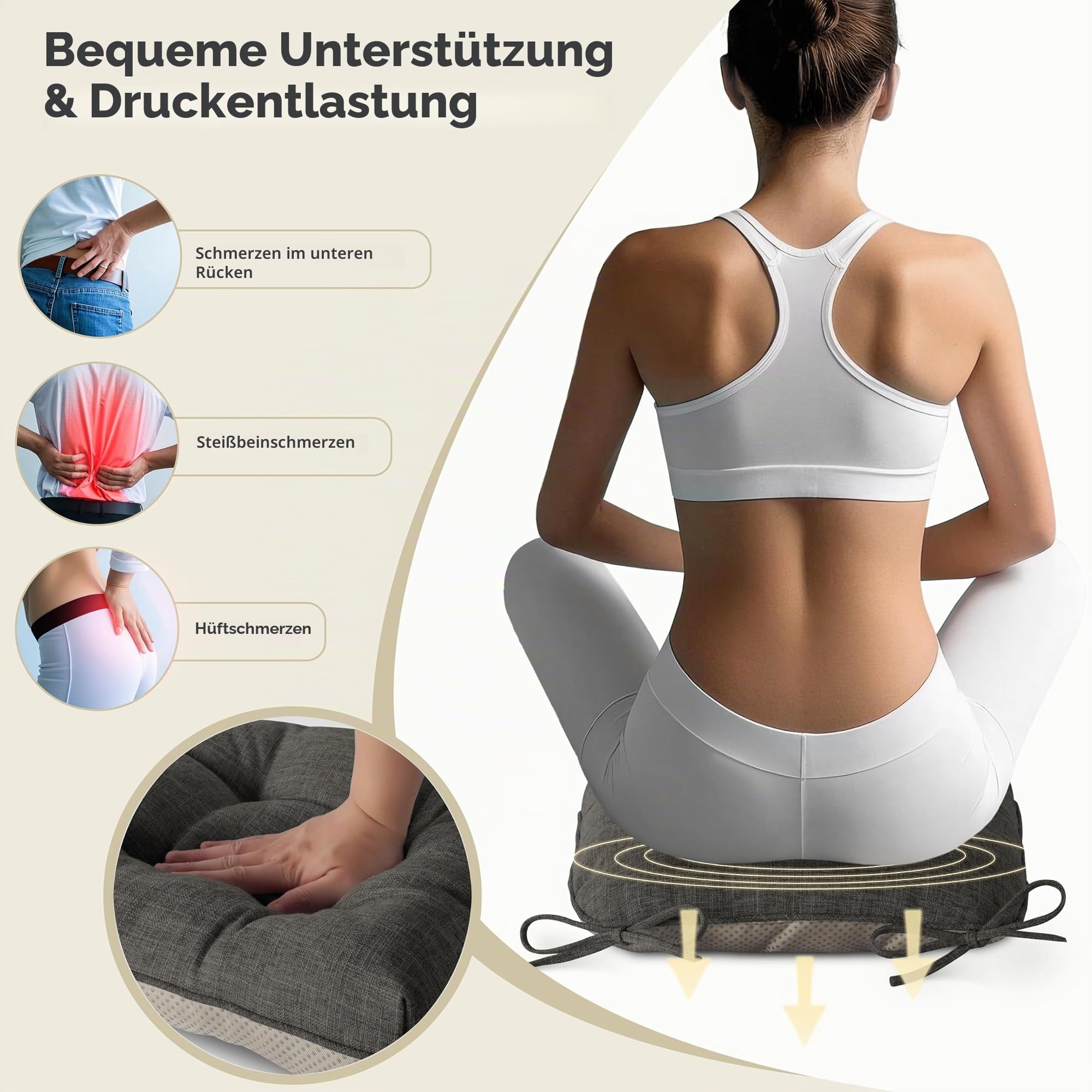 AddGrace 4er Set Sitzkissen 40 x 40cm Weiche Stuhlkissen mit 10cm Hochwertiger Polsterung für Innenbereich Küche oder Esszimmer,Dunkelgrau