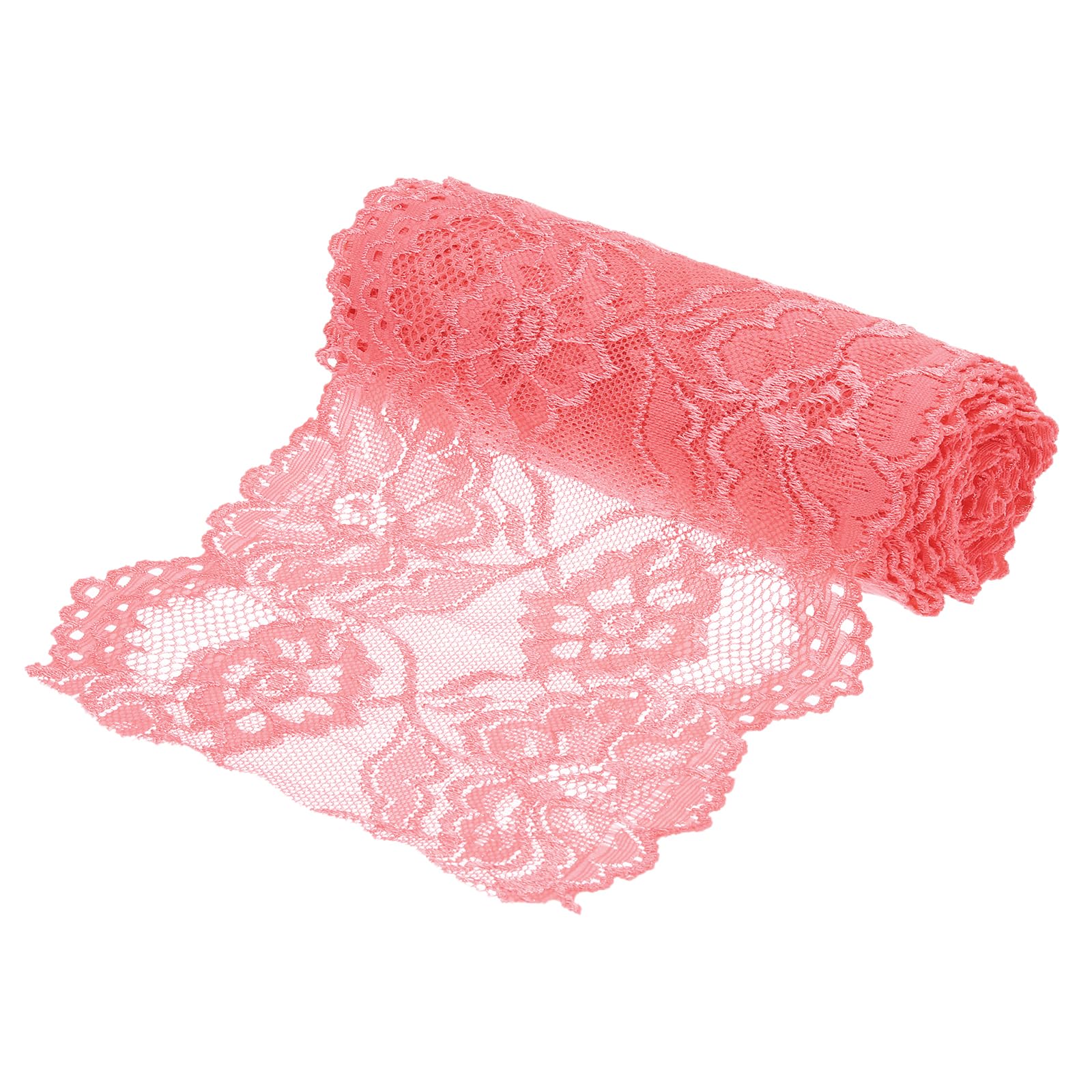 sourcing map 6.3 Inch Wide 5 Yard Lace Ribbon Floral Pattern Watermelon Red Lace Trim Ribbon Spandex and Nylon Lace Trim for Sewing Making, DIY Crafts,Gift Wrapping, Wedding Decor