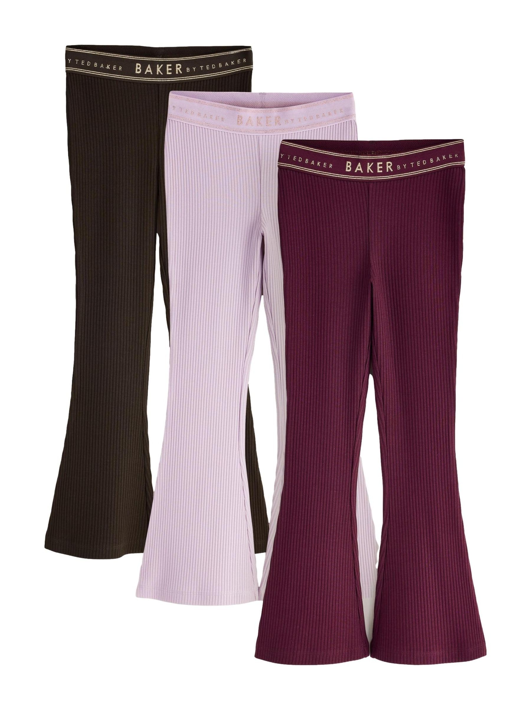 Starsze dziewczynki Legginsy z prążkowanego materiału z rozszerzanymi nogawkami w trzyczęściowym zestawie Baker by Ted Baker