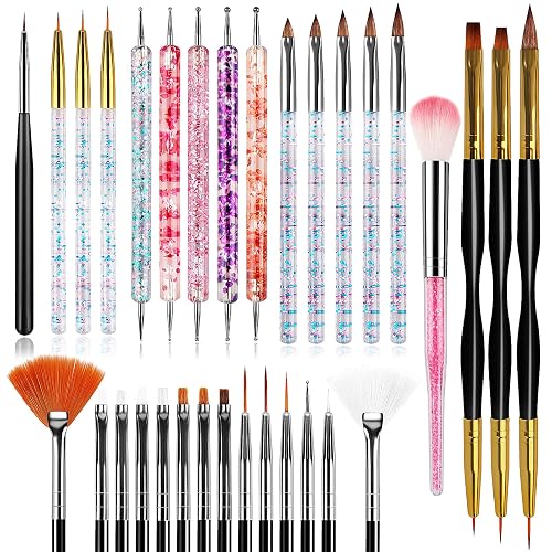Voiluk 32pcs Nail Art Brushes Acrylic Brush Liner Dotting Tools