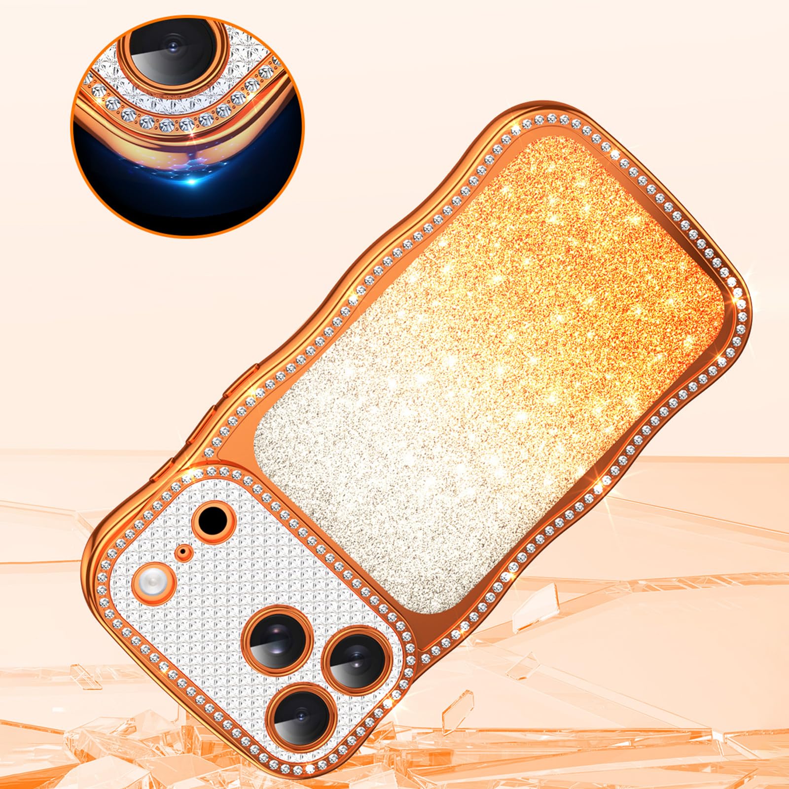 Glitzer Hülle für iPhone 17 Pro Max/17 Pro/17 Air/17, Luxus Galvanik rutschfeste Schutzhülle mit Volls Schutz des Objektivs Handyhülle,Schwarz,17 Air