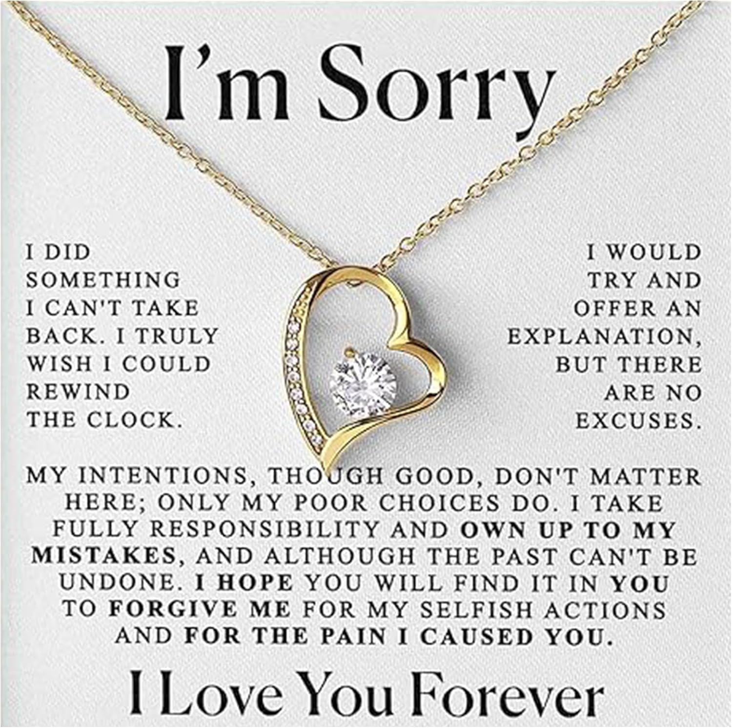 LUXUS™ 18K Gold Heart Necklace with Cubic Zirconia – Valentine’s Day Apology Gift for Her, Romantic Love Necklace for Girlfriend or Wife