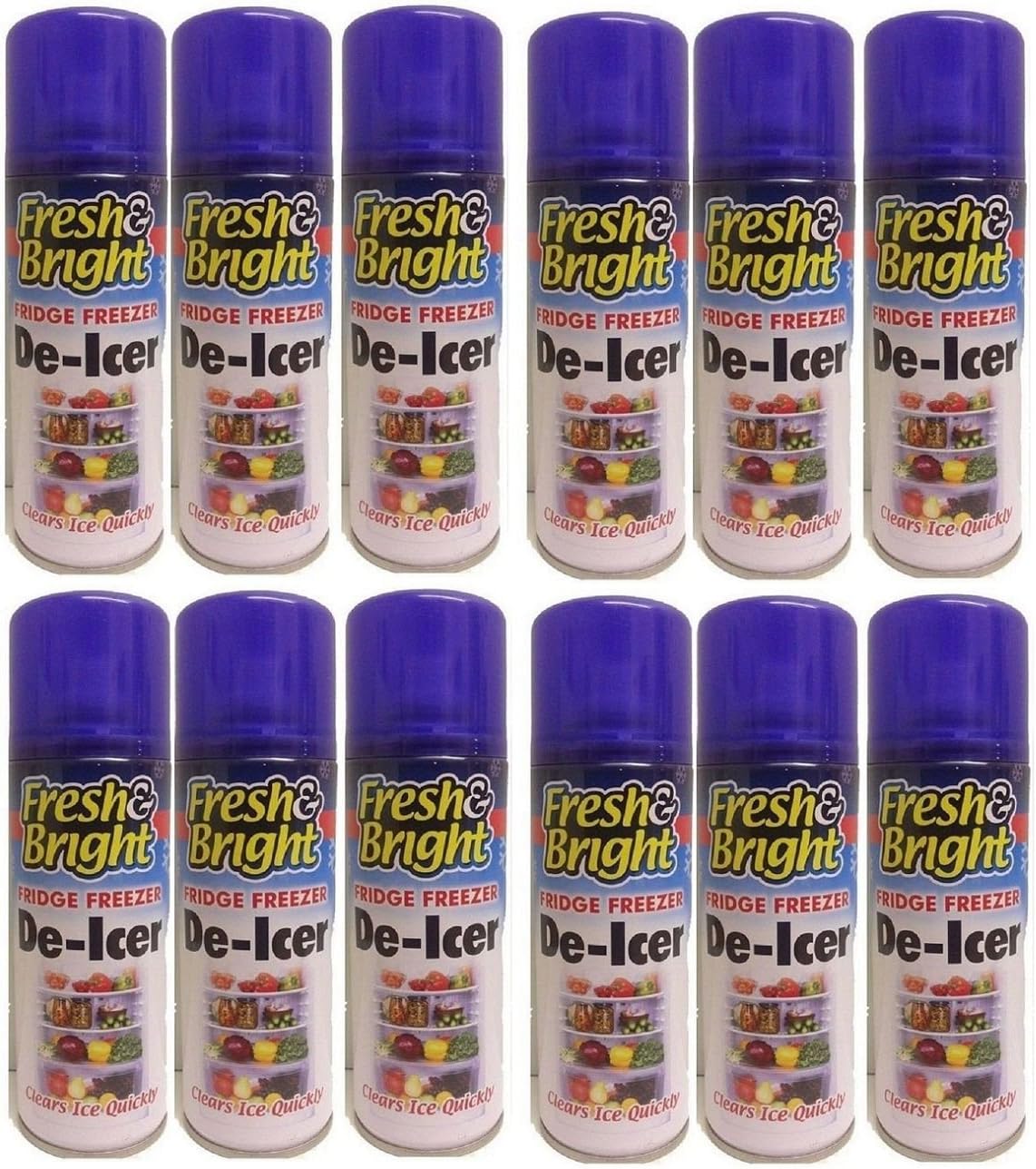 12 X 200ml AntiBacterial Fridge Freezer DeIcer Spray Quick Ice