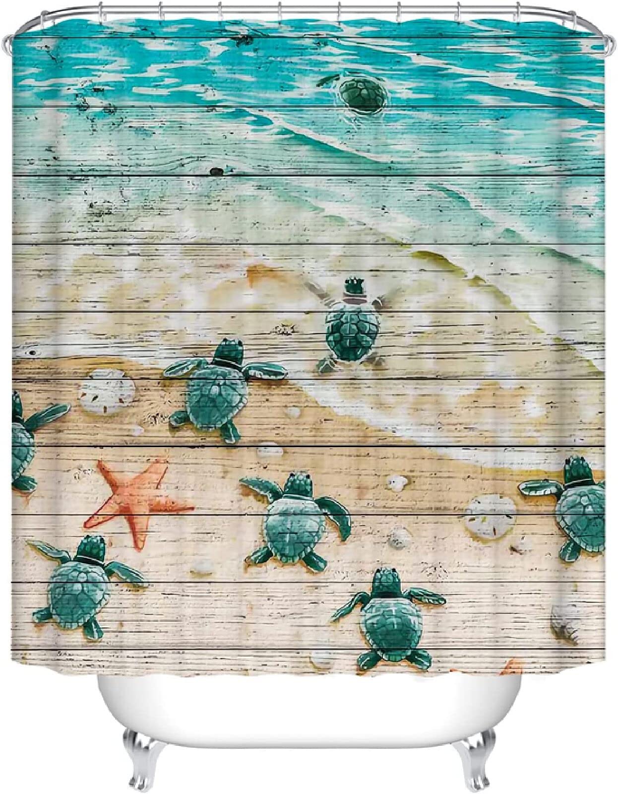 Duschvorhang Lang 240x180cm Schildkröte Design - Wasserdichter Badvorhang Aus Polyester