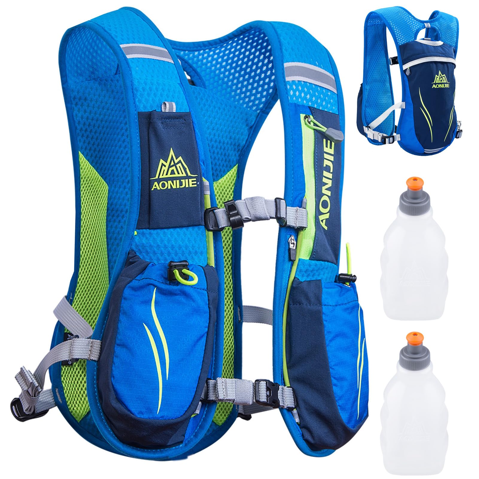 Azarxis Zaino per Corsa Zaino Trail Running Gilet Running Zaino Ciclismo  Zaino Idratazione Zainetto Corsa per Uomo Donna (Blu - con 2 Borracce  250ml) : Amazon.it: Sport e tempo libero