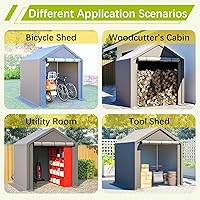 Vista 6 de Tienda de campaña de almacenamiento de 6 x 6 pies con puertas enrollables, cobertizo de refugio portátil al aire libre, carpa de garaje, cochera