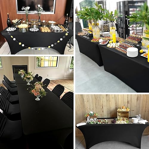 Miniatura 7 de ABKLESACH Paquete de 10 manteles de elastano ajustables de 6 pies, manteles elásticos para mesas plegables rectangulares de 6 pies, manteles de