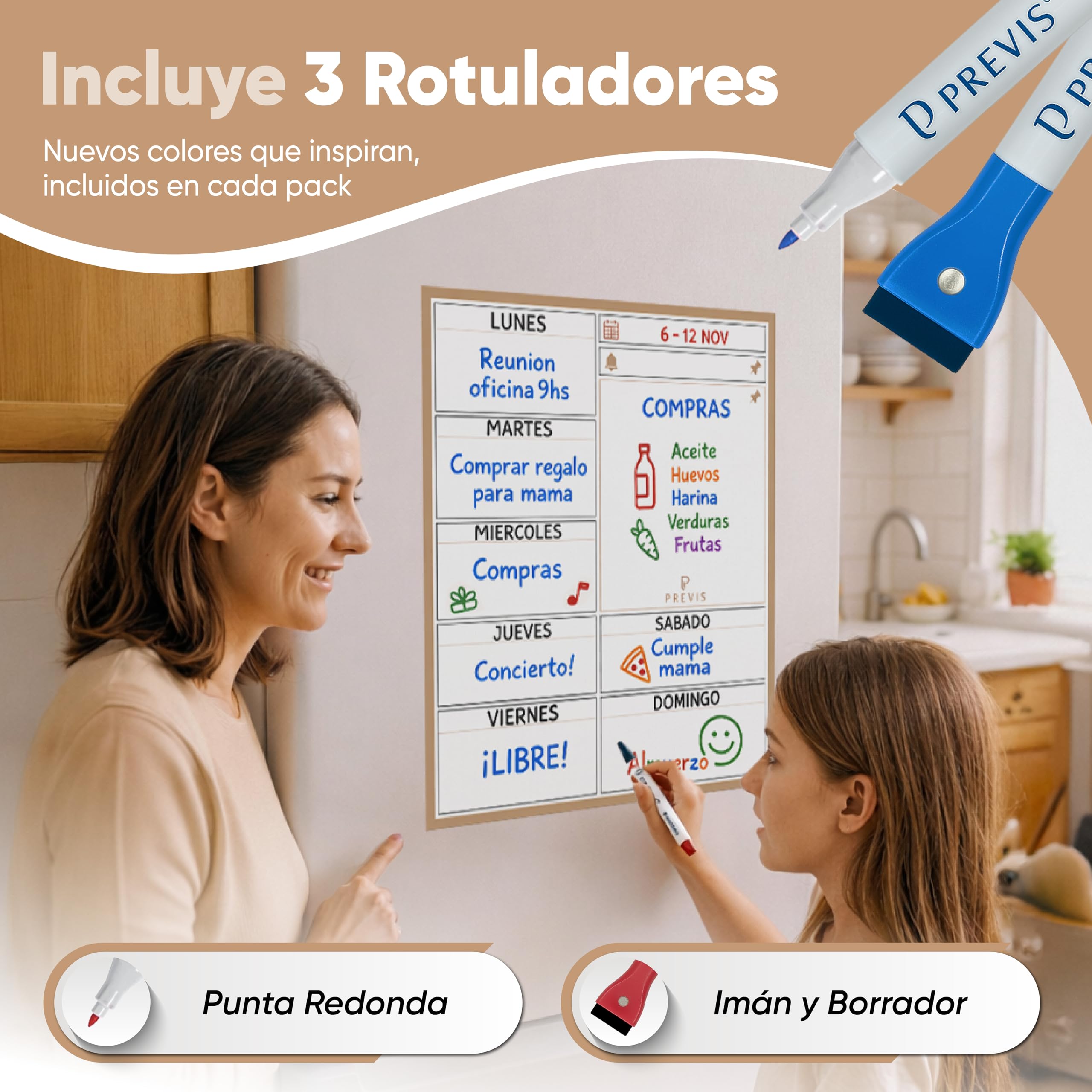 Planificador Semanal Magnético Para Nevera