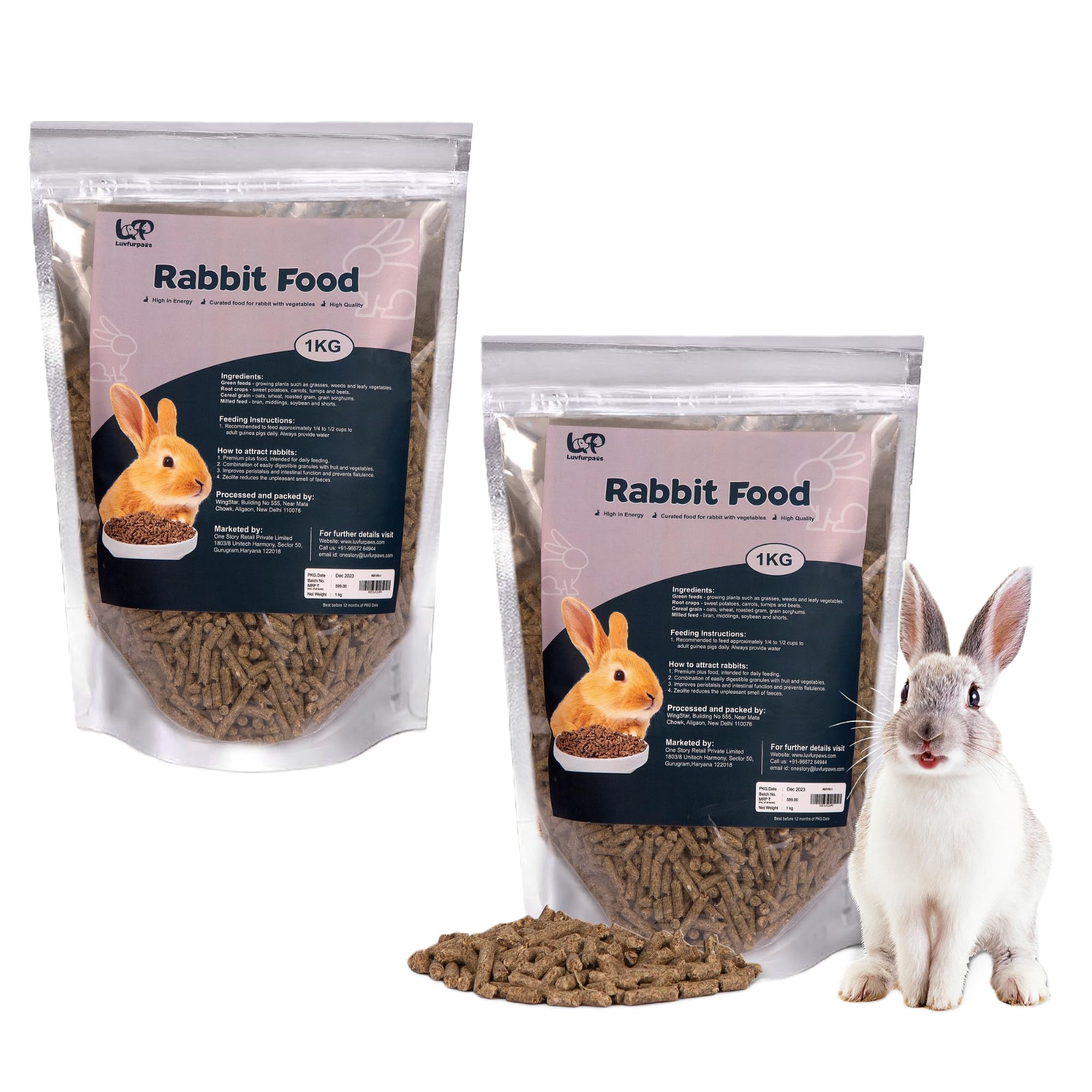 Luvfurpaws Premium Adult Pellet Rabbit Food, Nutritionist Choice for All Life Stages, Combo Pack of 2, Each Pack -1 Kg (B0CNK9N1VC) Amazon Price History, Amazon Price Tracker