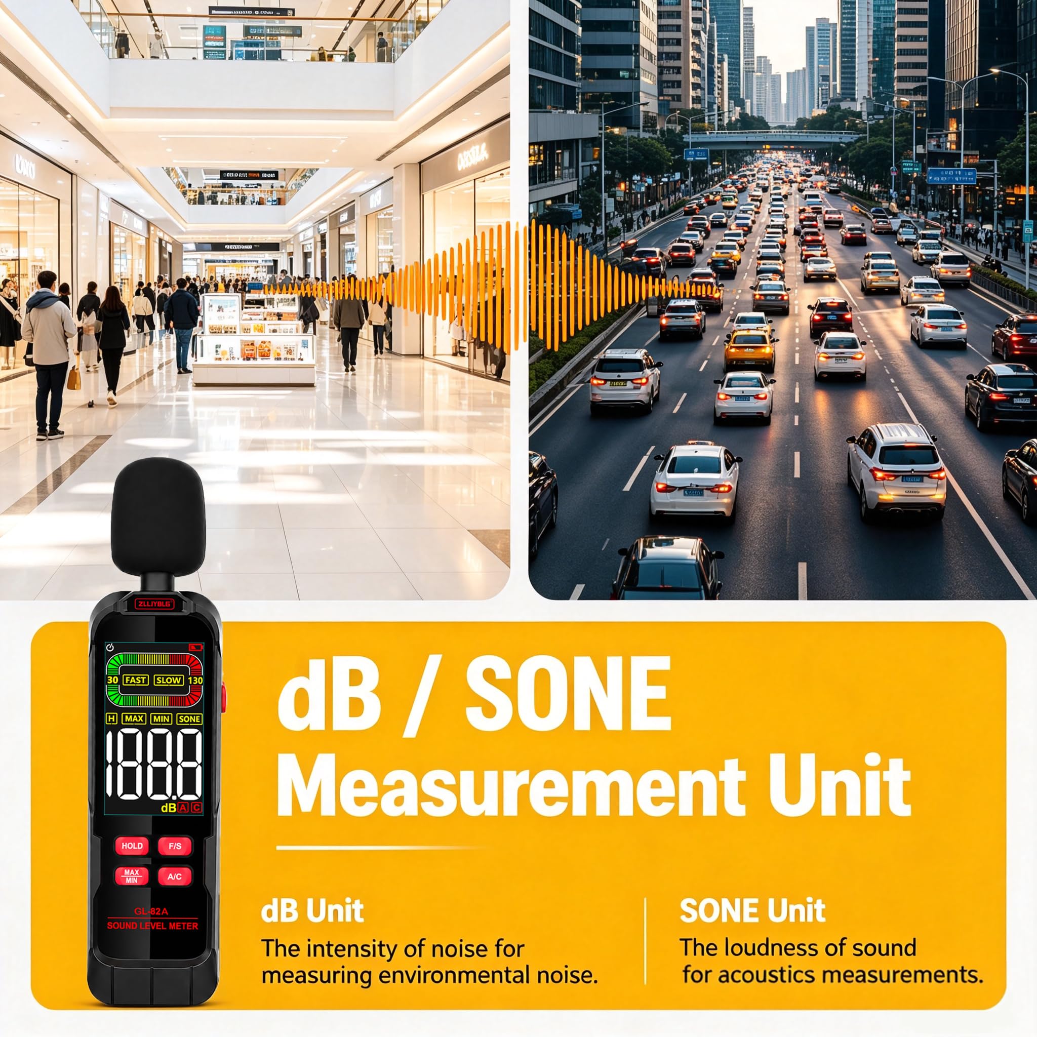 Decibel Meter, Digital Sound Decibel Meter - Range 30-130dB — Amazon image 4