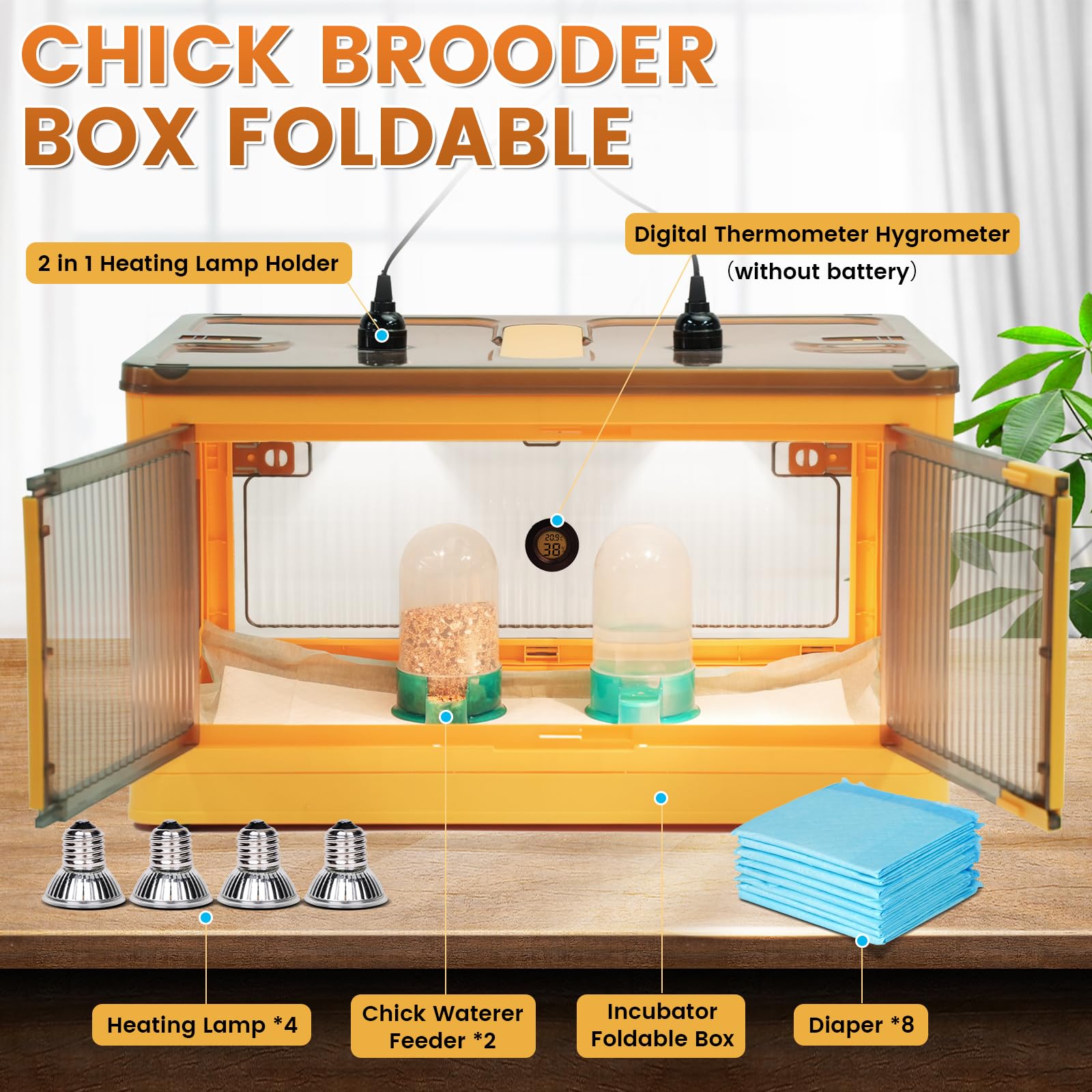 Inkubator für Küken 85L Brutkasten Faltbare Brutbox für Geflügel Küken Aufzucht Box für Enten Geflügel Reptilien und Kleintiere