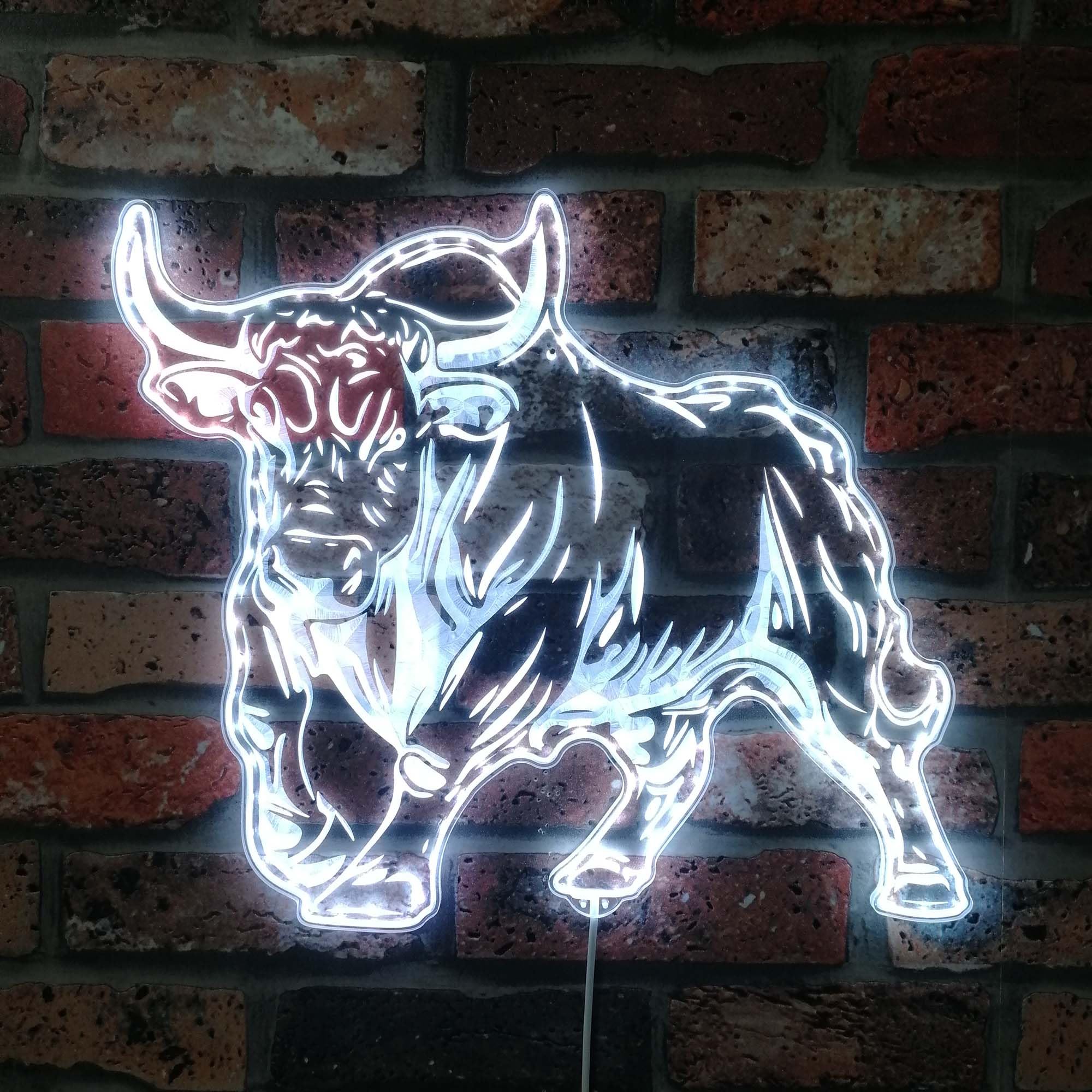 ADVPRO Bull Animal RGB Dynamic Glam LED Sign - Cut-to-Edge Shape - Smart 3D Wall Decoration - Multicolor Dynamic Signage st06s22-fnd-i0310-c — image 1