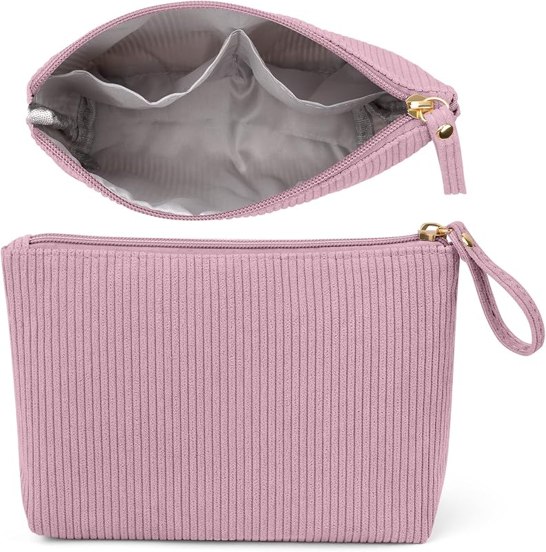 Necessaire de maquiagem MAGEFY em veludo cotelê, rosa, tamanho pequeno