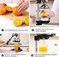 Vista 8 de Zulay Kitchen Puplerizer Exprimidor de hierro fundido 9 en 1, exprimidor manual de servicio pesado fácil de limpiar con accesorio prensatelas