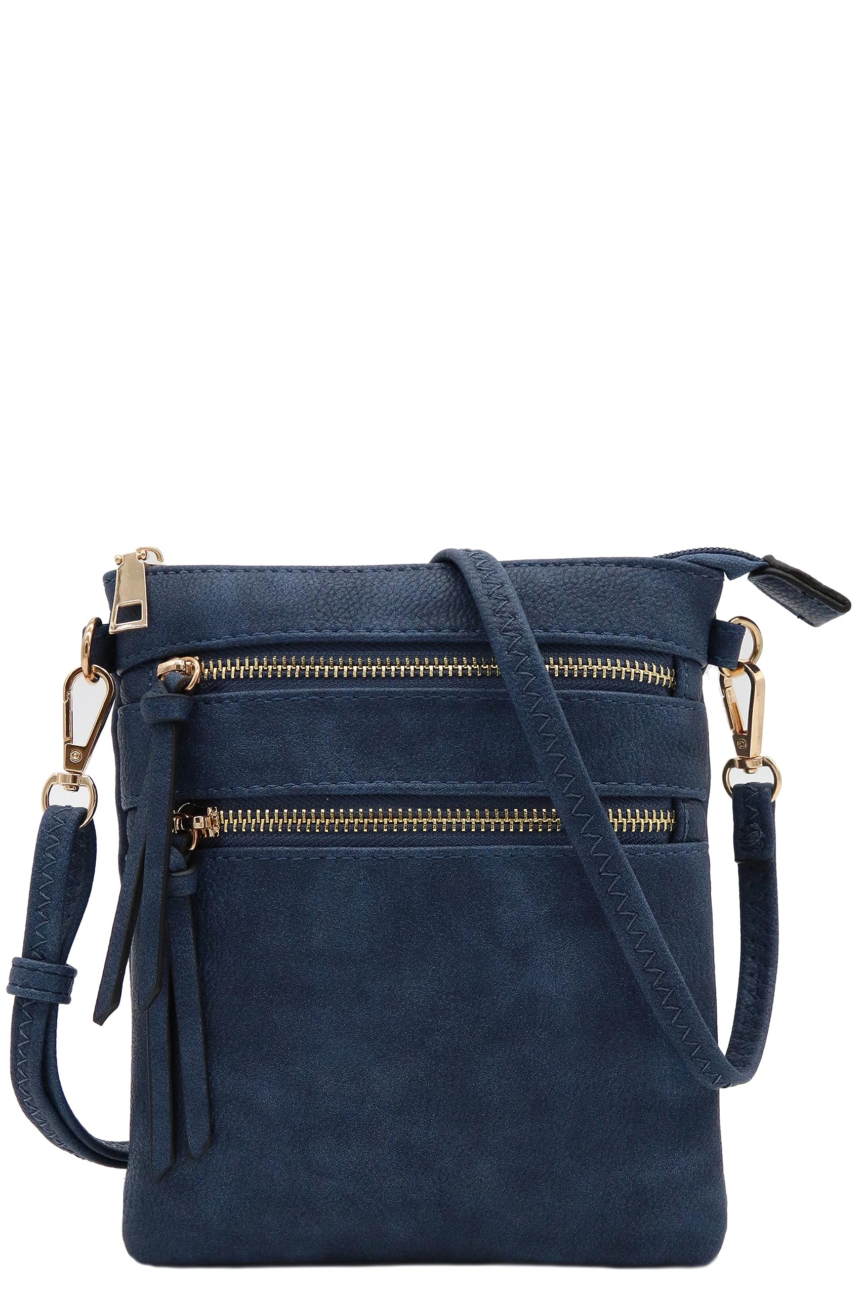 Small Lightweight Shoulder Bag for Women, Mini Multi Zipper Pocket Crossbody Handbag with Adjustable strap