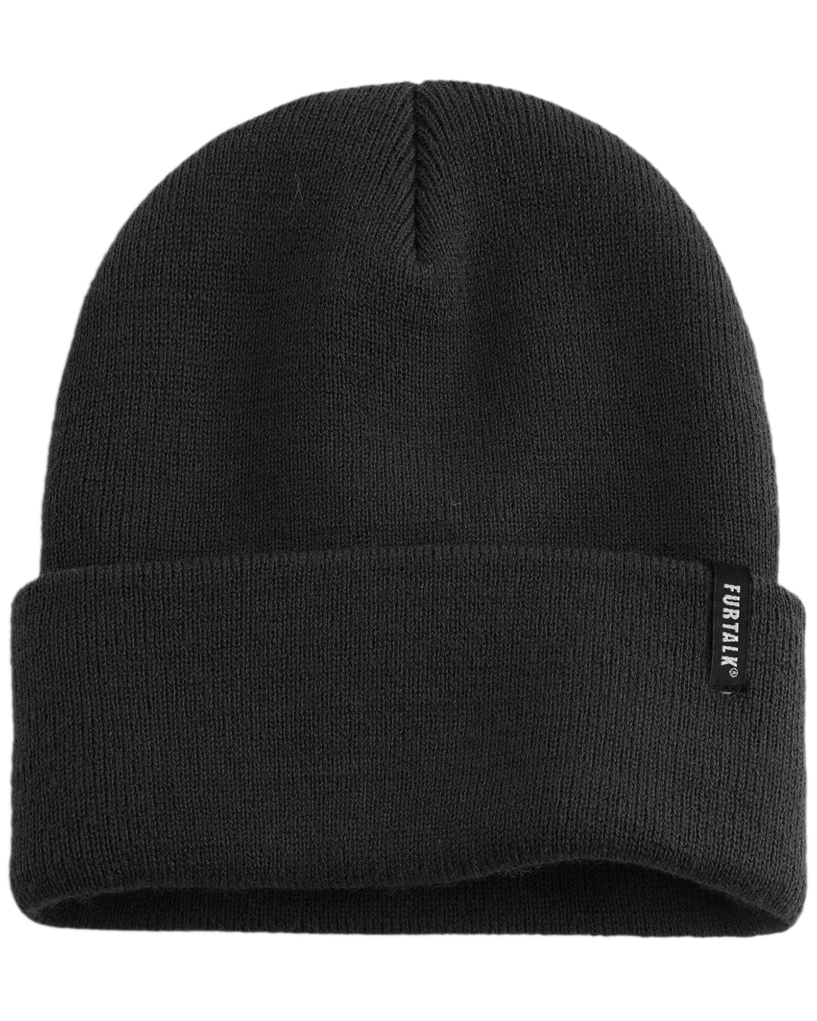 Furtalk Unisex Black Beanie Hats For Women Men Acrylic Knit Cuffed Hat Soft Warm Slouch Ladies Skull Cap Winter Hats For Men Women