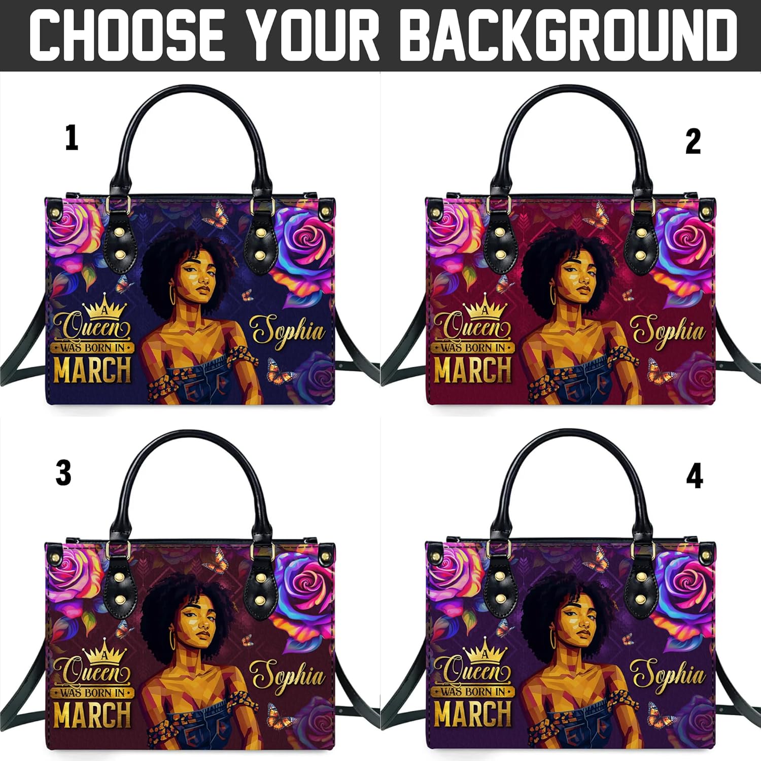 Personalized Black Women Leather Bag, Custom Name African Purses and Handbags Gifts for Mom Birthday Christmas Mothers Day - Image 8